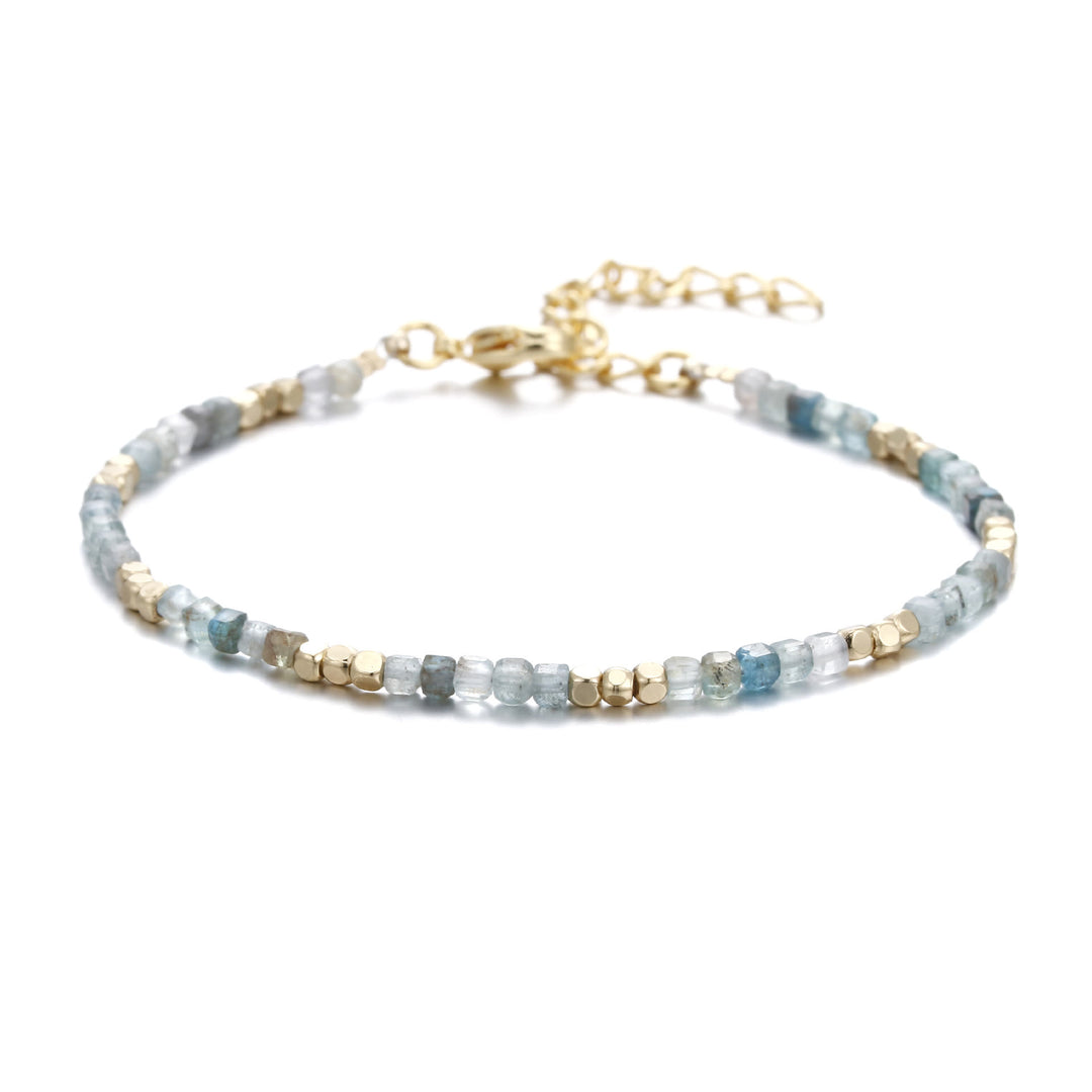 Bracelet à boucle en métal taillé en cube et pierre naturelle Olivenorma