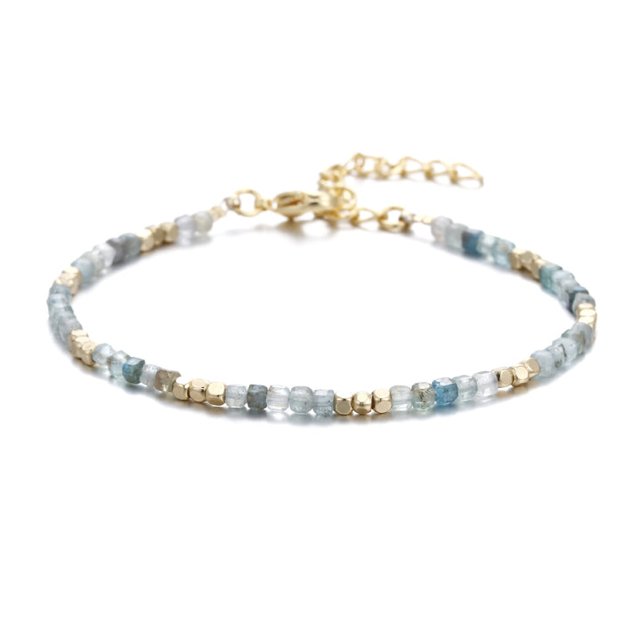 Bracelet à boucle en métal taillé en cube et pierre naturelle Olivenorma