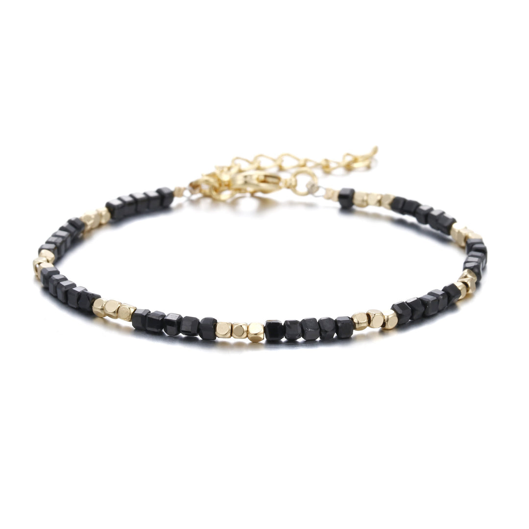 Bracelet à boucle en métal taillé en cube et pierre naturelle Olivenorma