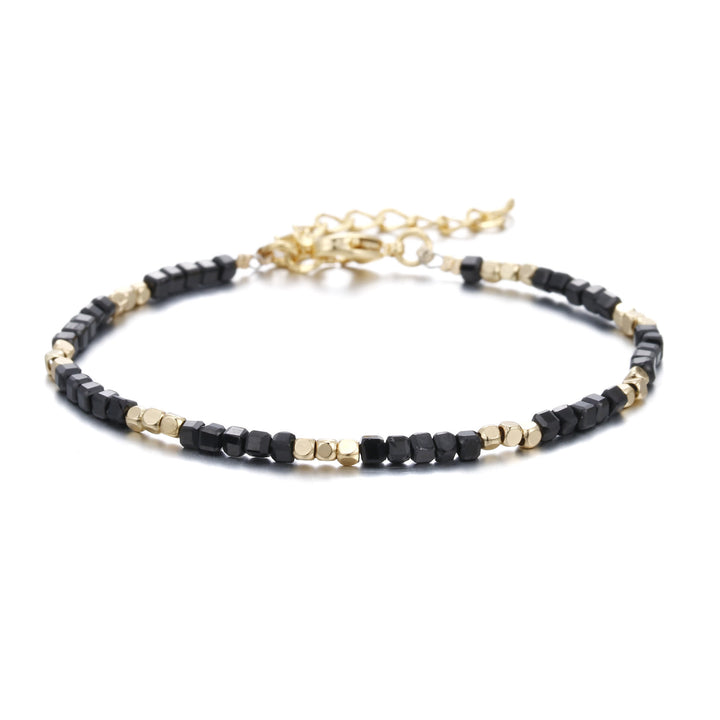 Bracelet à boucle en métal taillé en cube et pierre naturelle Olivenorma