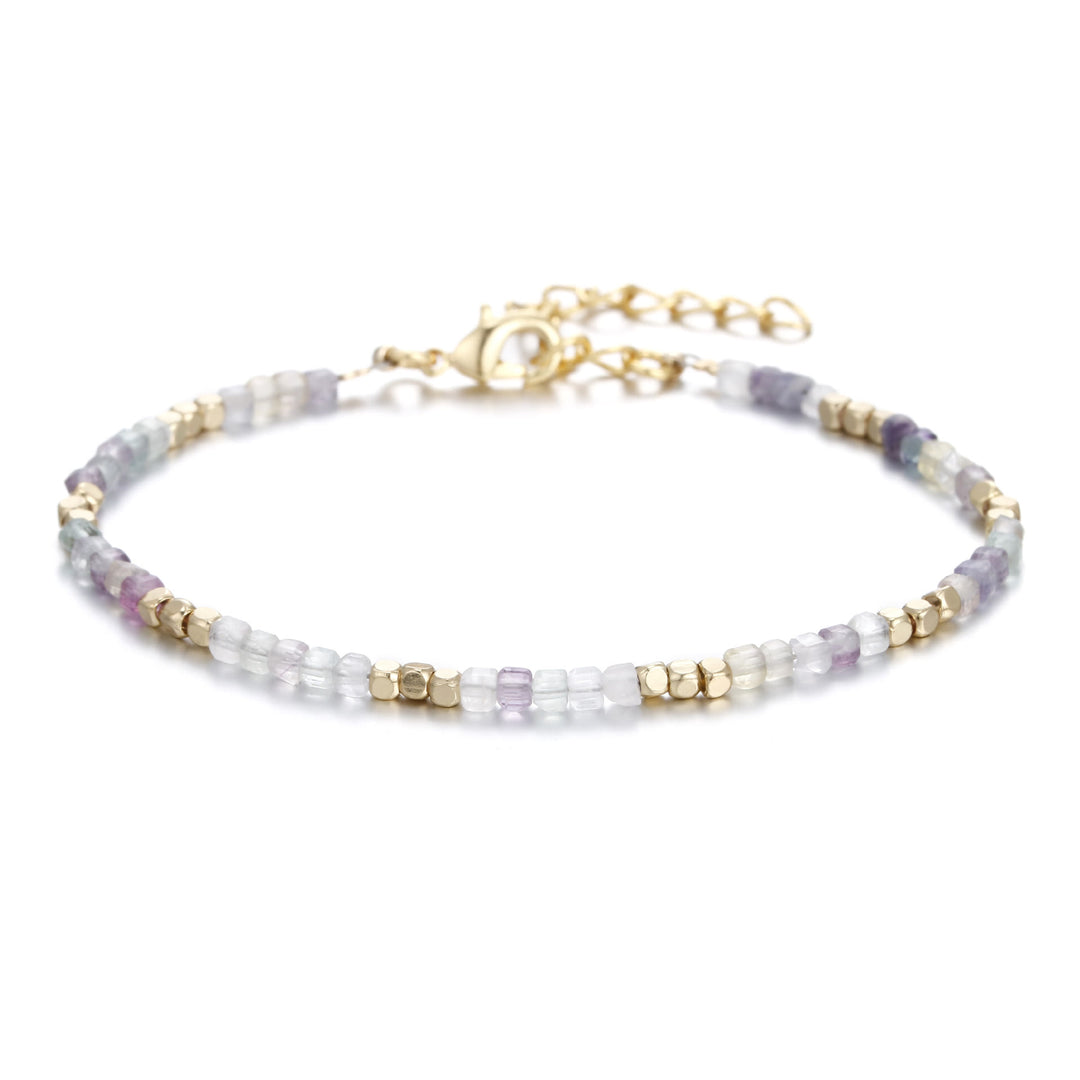 Bracelet à boucle en métal taillé en cube et pierre naturelle Olivenorma