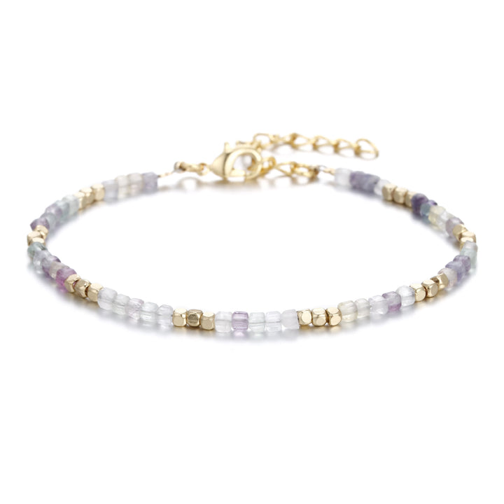 Bracelet à boucle en métal taillé en cube et pierre naturelle Olivenorma