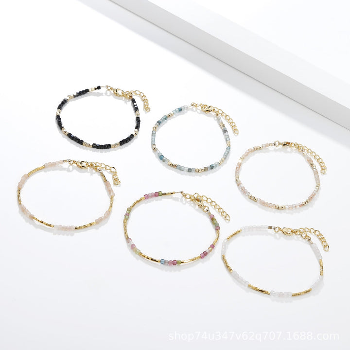 Bracelet à boucle en métal taillé en cube et pierre naturelle Olivenorma