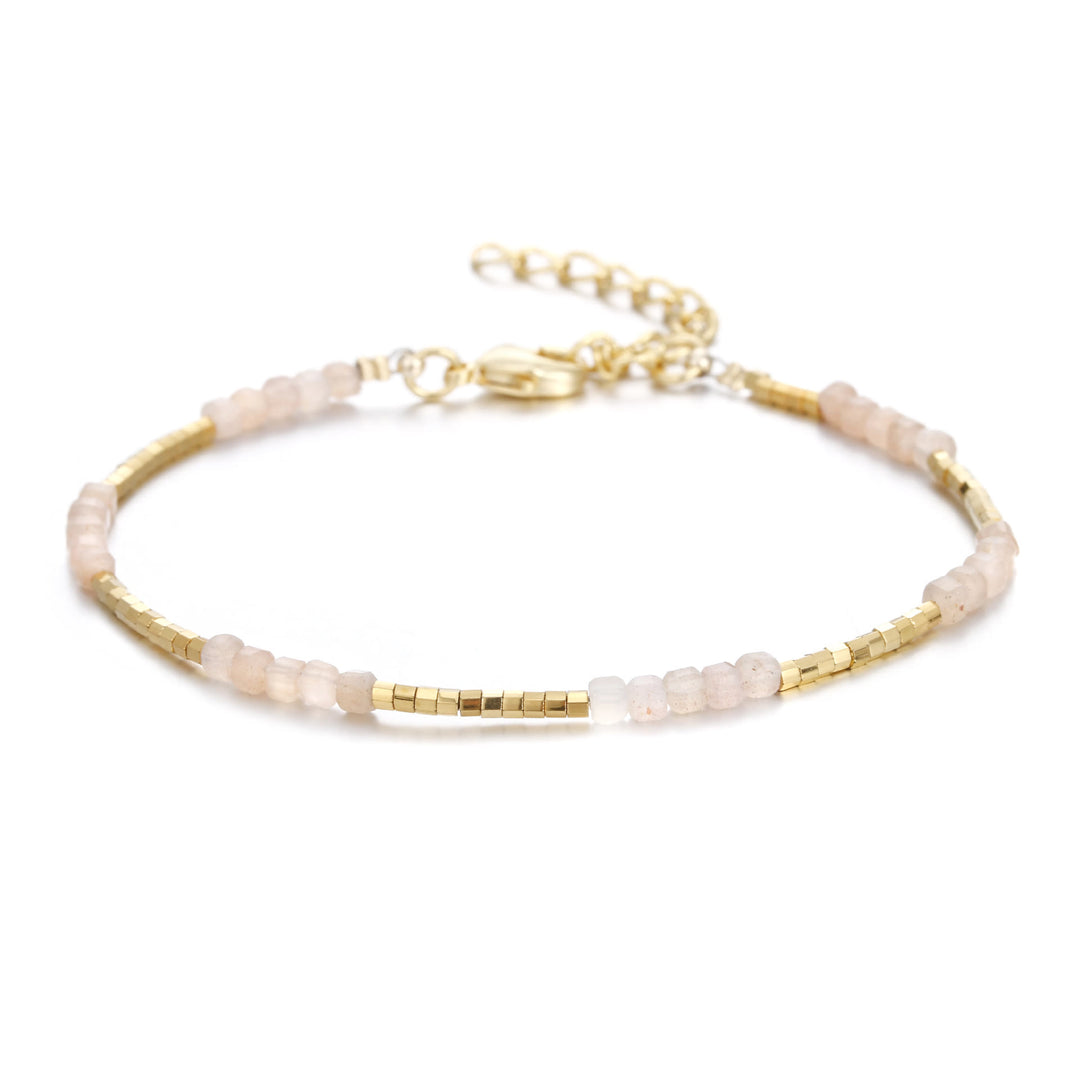 Bracelet à boucle en métal taillé en cube et pierre naturelle Olivenorma