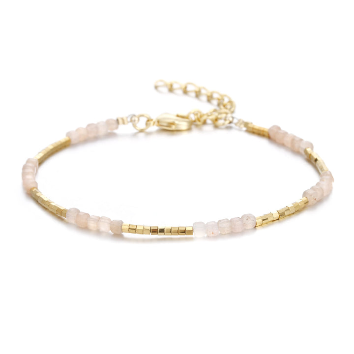 Bracelet à boucle en métal taillé en cube et pierre naturelle Olivenorma