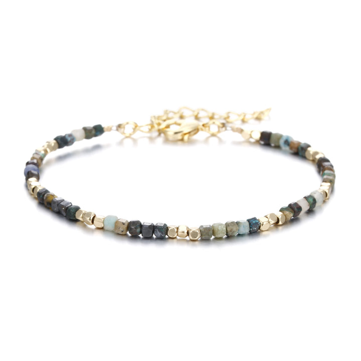 Bracelet à boucle en métal taillé en cube et pierre naturelle Olivenorma