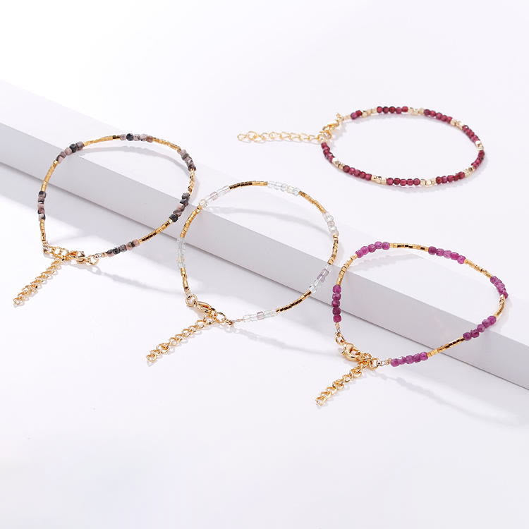 Bracelet à boucle en métal taillé en cube et pierre naturelle Olivenorma