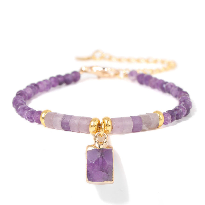 Bracelet pendentif carré en perles de pierre naturelle Olivenorma de 3 mm