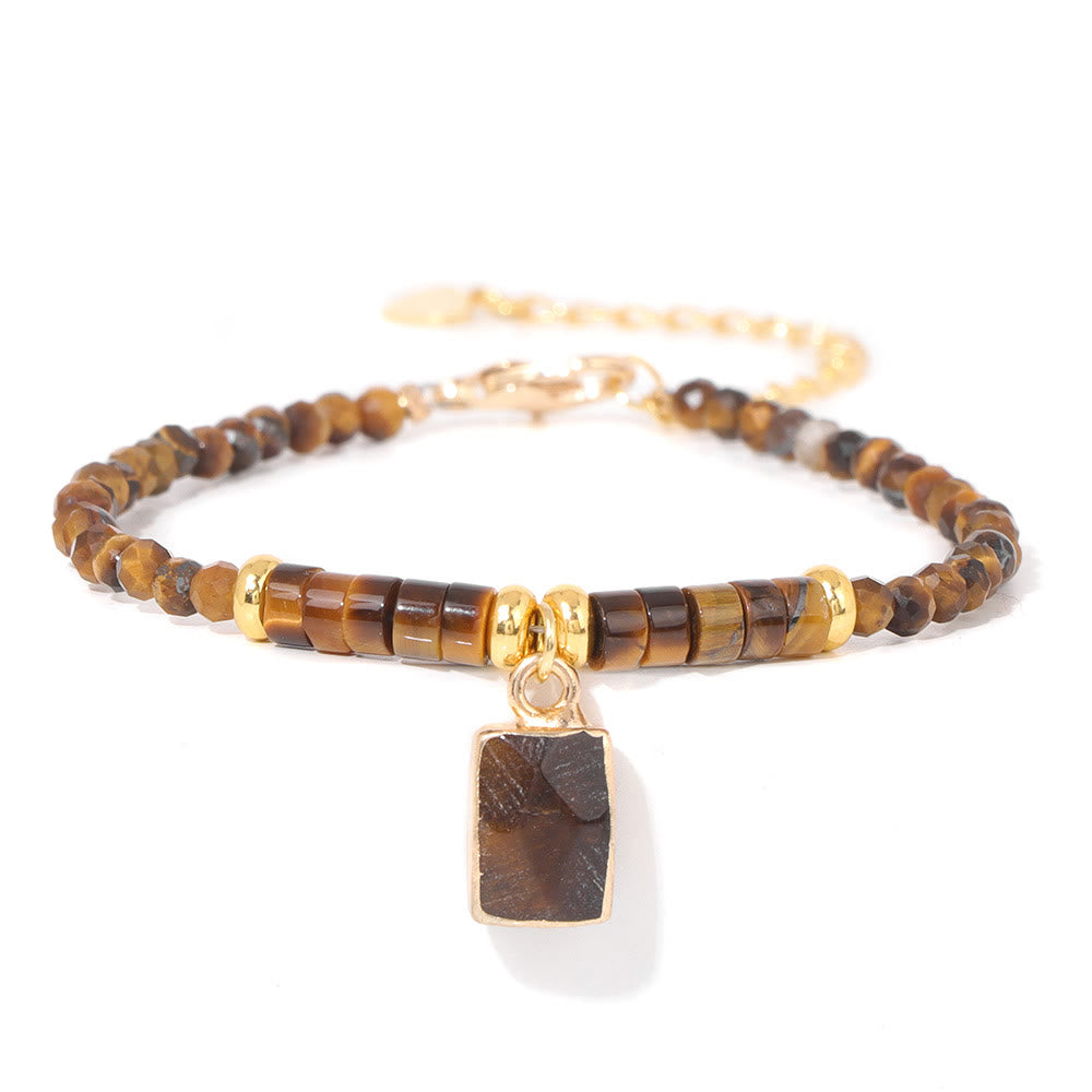 Bracelet pendentif carré en perles de pierre naturelle Olivenorma de 3 mm