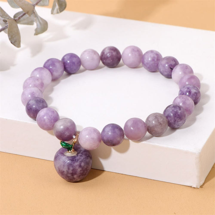 Bracelet pendentif pomme en perles de pierre naturelle Olivenorma de 8 mm