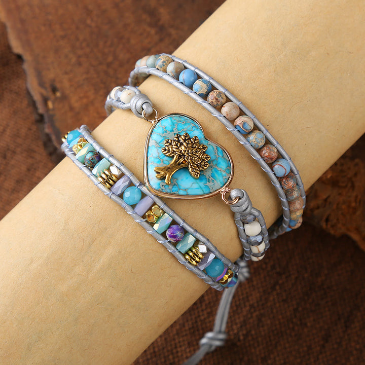 Bracelet Arbre de Vie en Pierre Empereur Agalmatolite Olivenorma