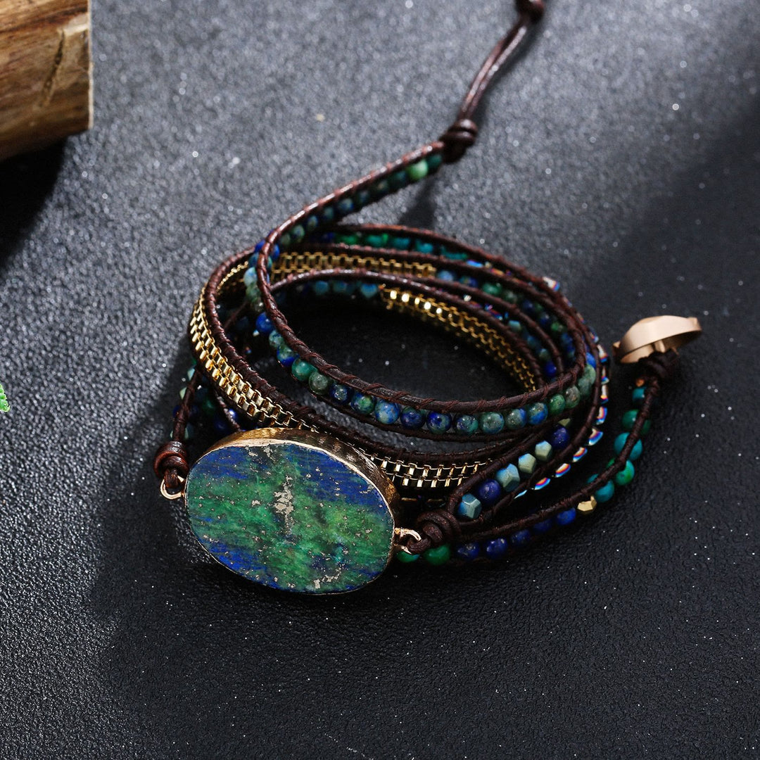 Bracelet tressé Olivenorma en lapis-lazuli et turquoise africaine