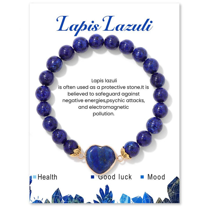 Bracelet pendentif cœur en perles de cristal naturel Olivenorma de 8 mm