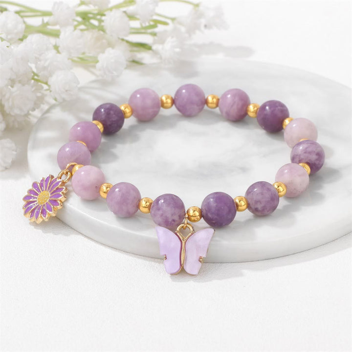 Bracelet pendentif papillon en perles de cristal naturel Olivenorma