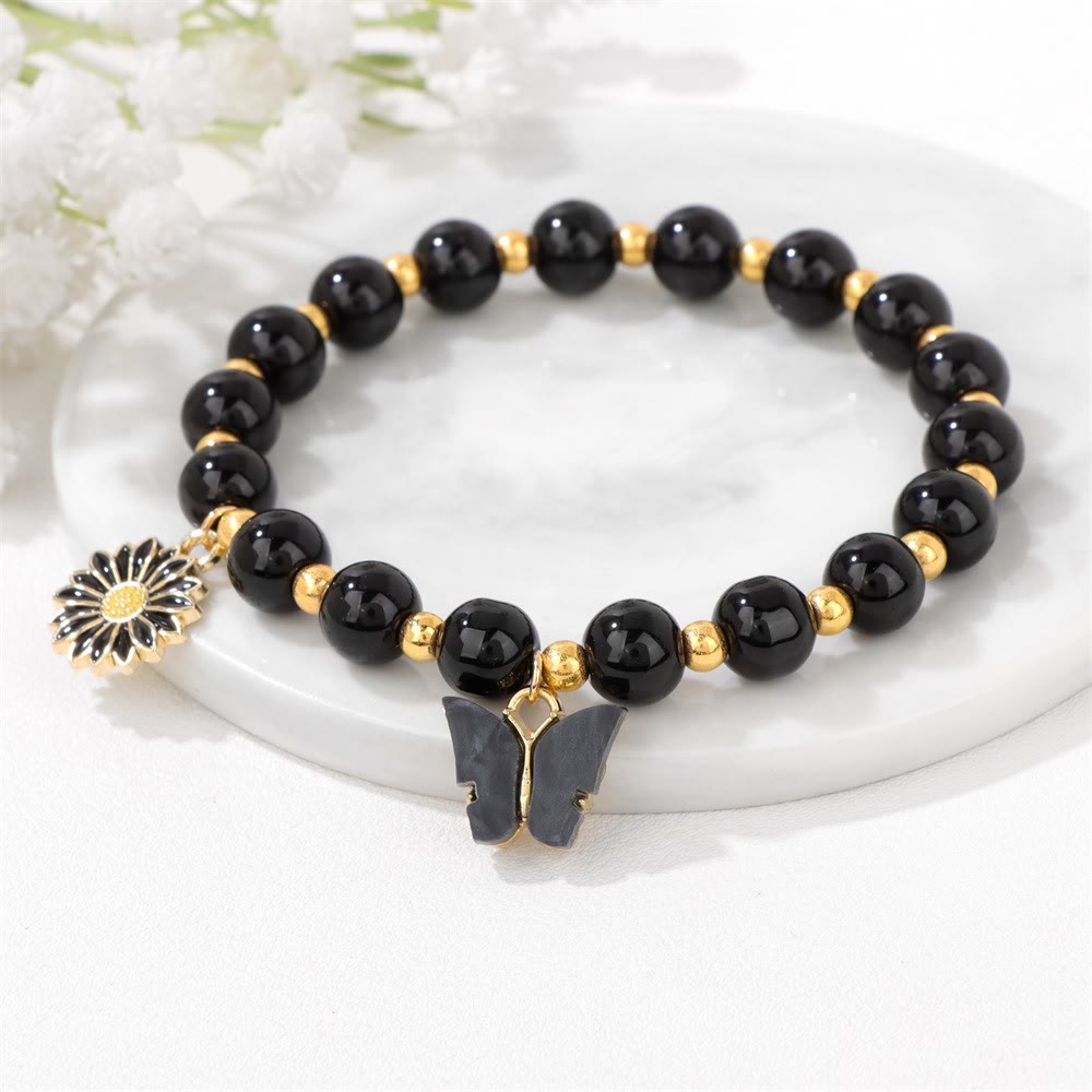Bracelet pendentif papillon en perles de cristal naturel Olivenorma