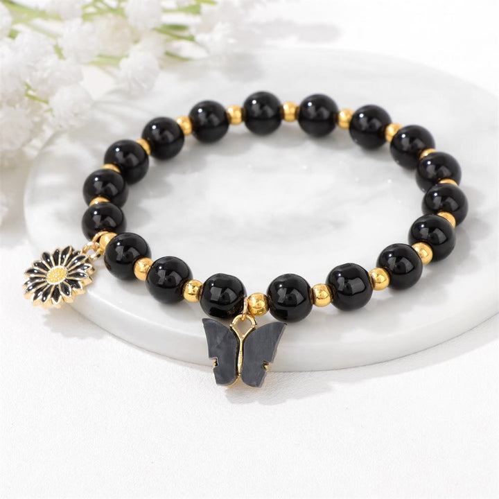 Bracelet pendentif papillon en perles de cristal naturel Olivenorma