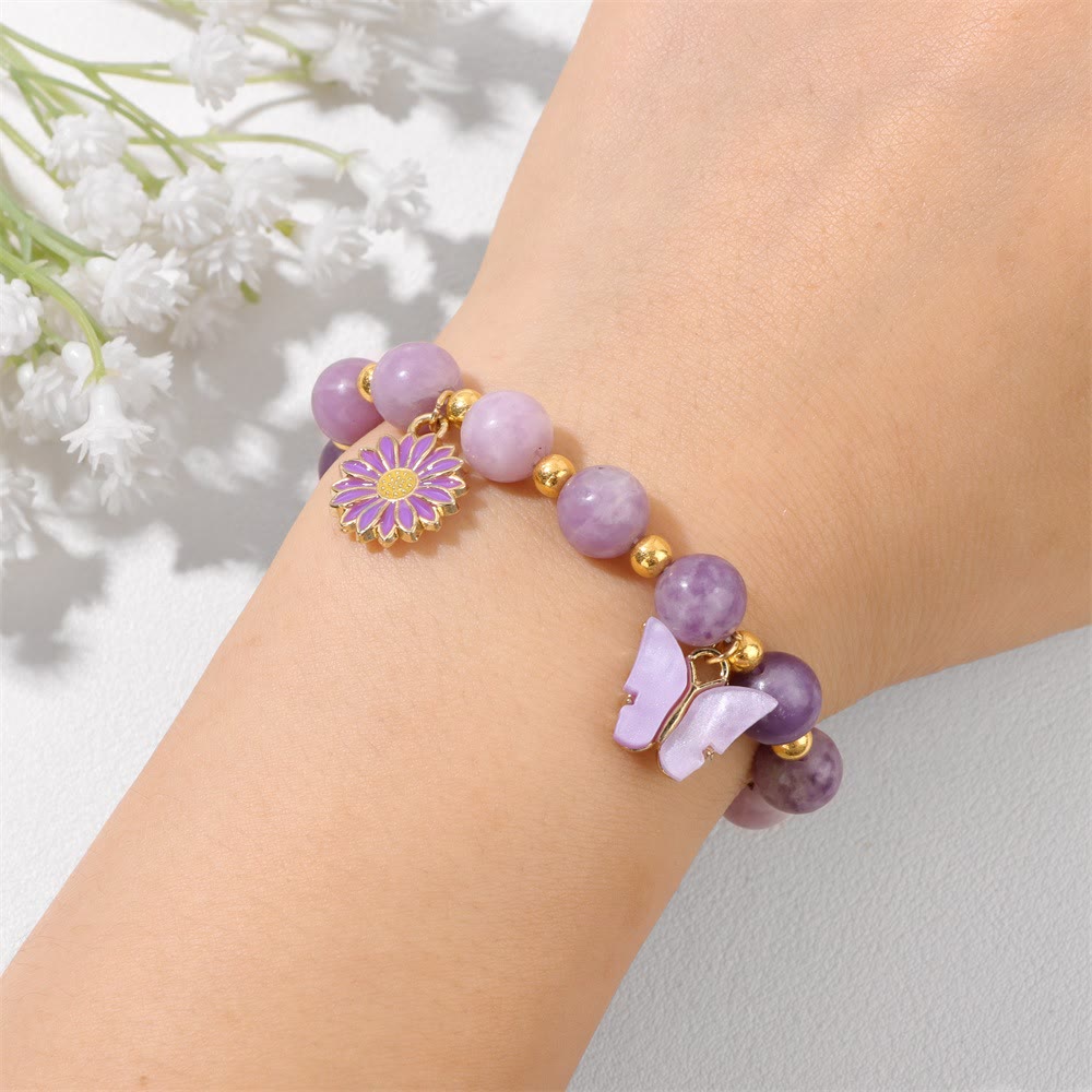 Bracelet pendentif papillon en perles de cristal naturel Olivenorma