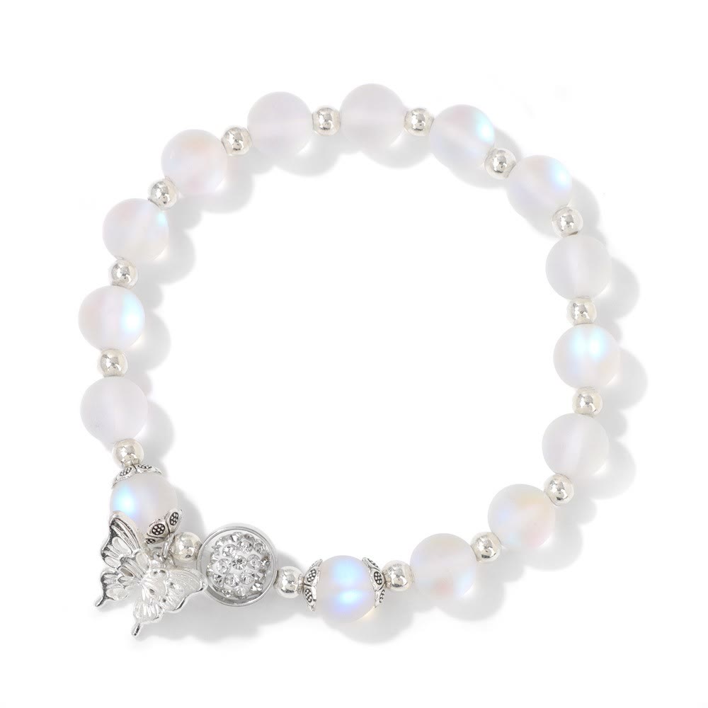 Bracelet pendentif papillon en perles de pierre de lune Olivenorma de 8 mm