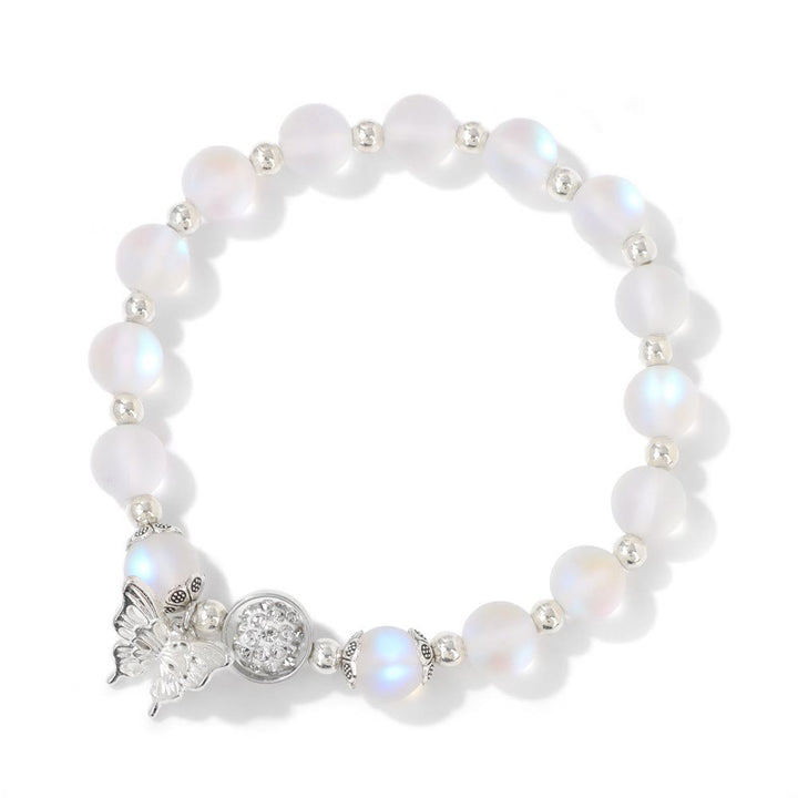 Bracelet pendentif papillon en perles de pierre de lune Olivenorma de 8 mm