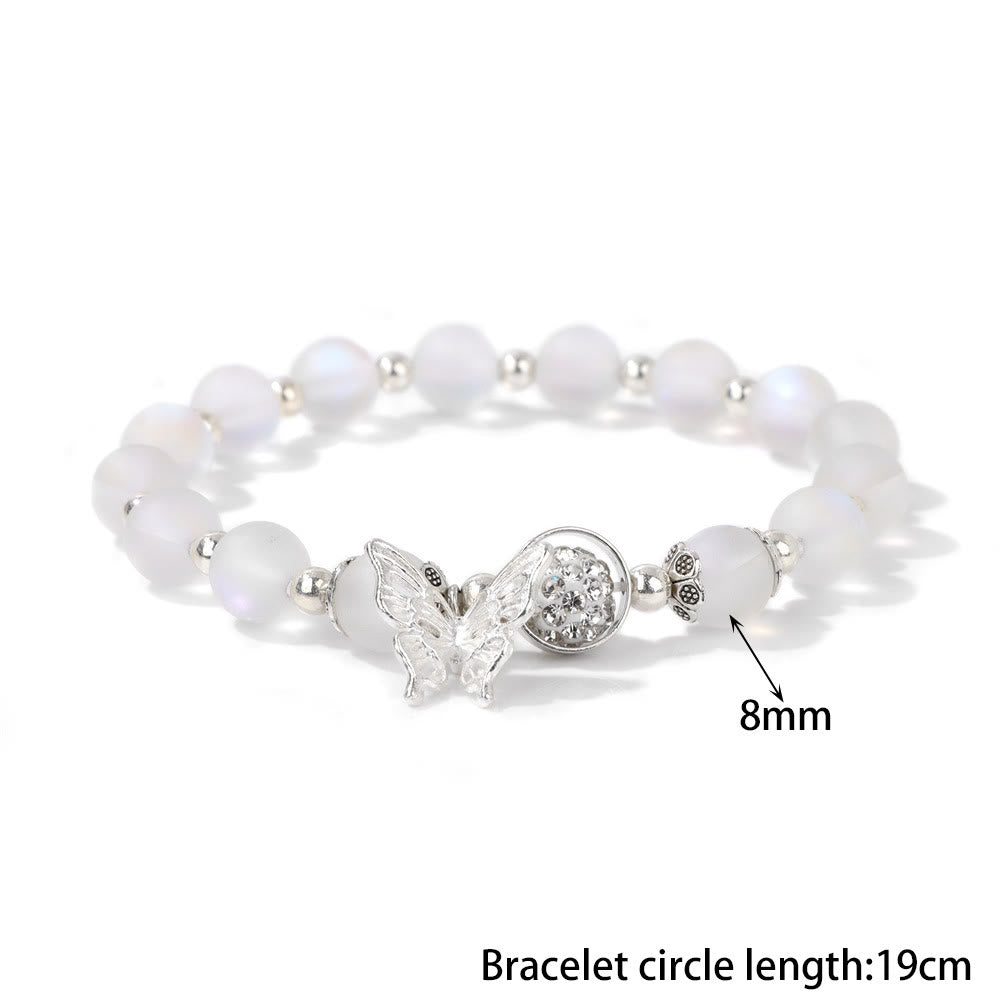 Bracelet pendentif papillon en perles de pierre de lune Olivenorma de 8 mm