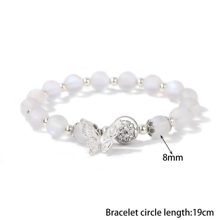 Bracelet pendentif papillon en perles de pierre de lune Olivenorma de 8 mm