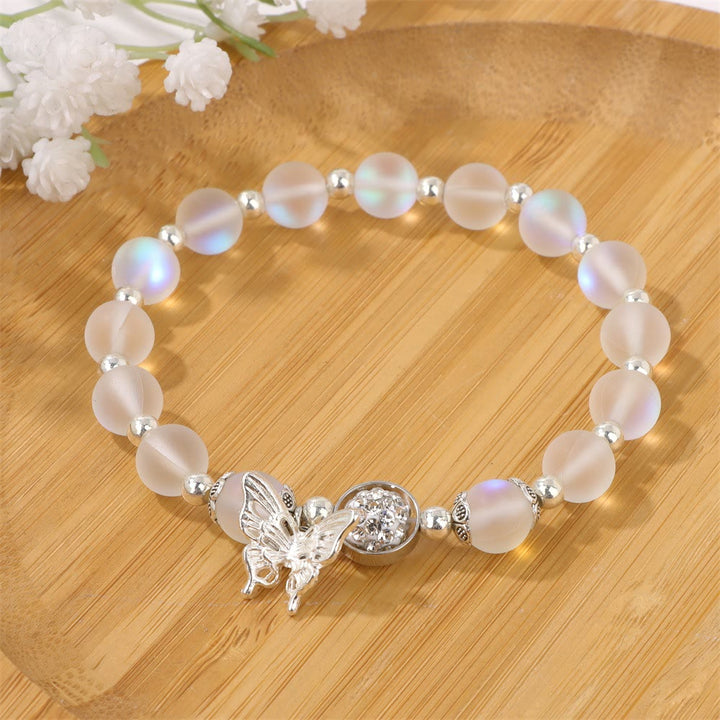 Bracelet pendentif papillon en perles de pierre de lune Olivenorma de 8 mm