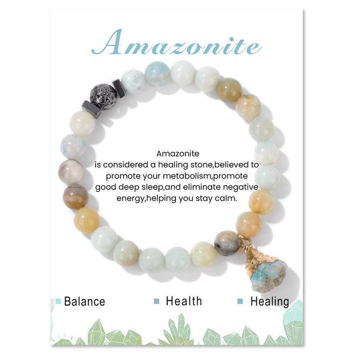 Bracelet pendentif en perles de pierre de lave naturelle Olivenorma