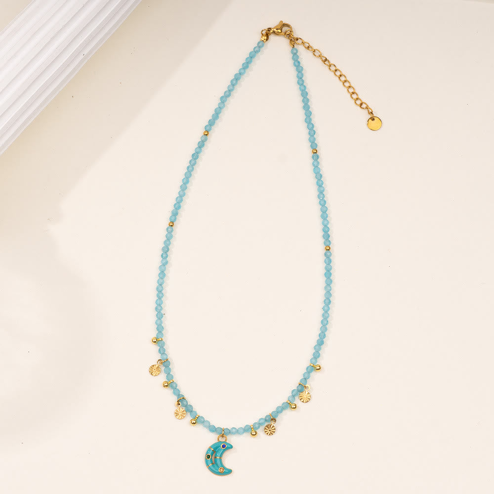 Collier de perles Olivenorma en amazonite, aigue-marine et calcédoine bleue