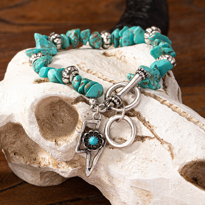 Bracelet pendentif tête de taureau en turquoise naturelle vintage Olivenorma
