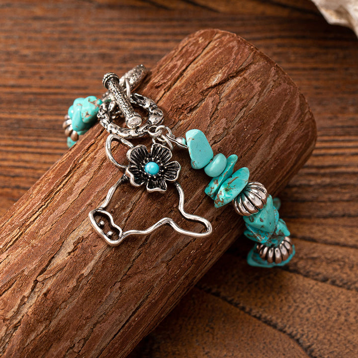 Bracelet pendentif tête de taureau en turquoise naturelle vintage Olivenorma
