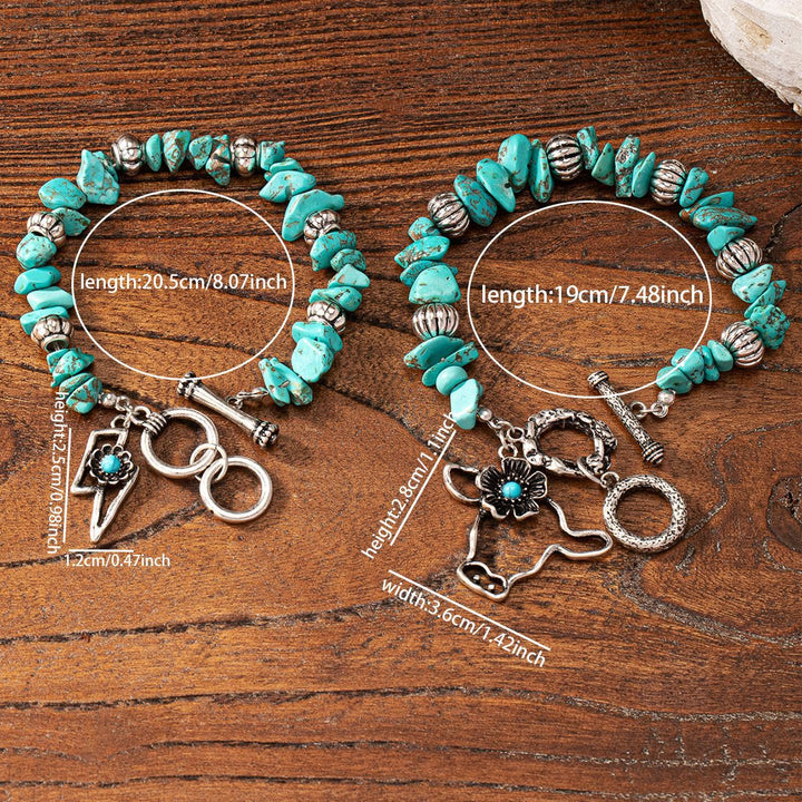 Bracelet pendentif tête de taureau en turquoise naturelle vintage Olivenorma