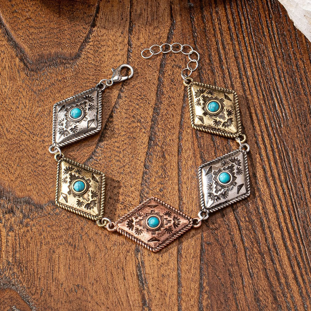 Bracelet en métal turquoise style bohème Olivenorma