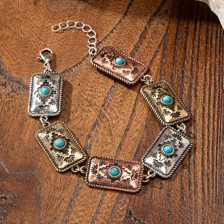 Bracelet en métal turquoise style bohème Olivenorma