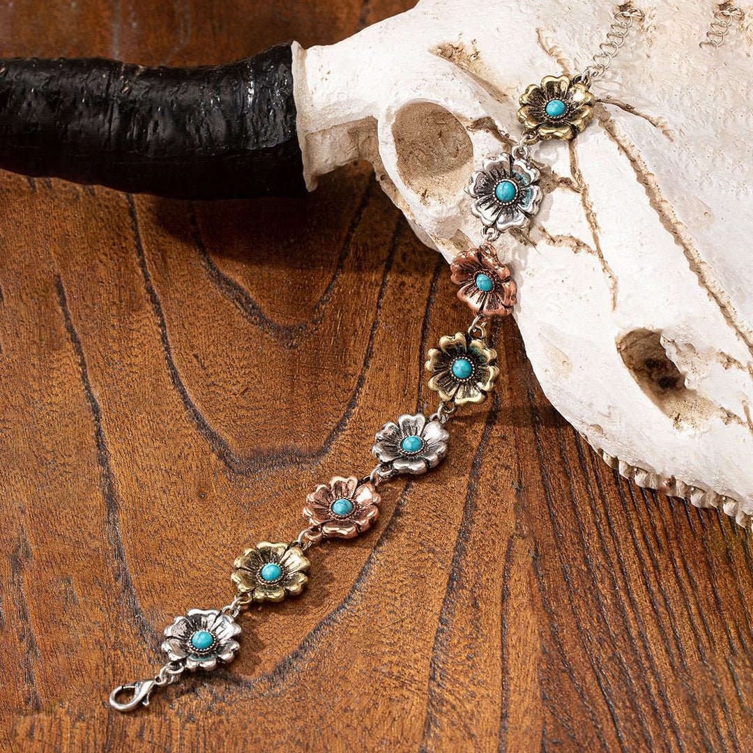 Bracelet en métal turquoise style bohème Olivenorma