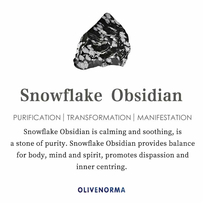 Bracelet en perles d'hématite carrées en obsidienne flocon de neige Olivenorma
