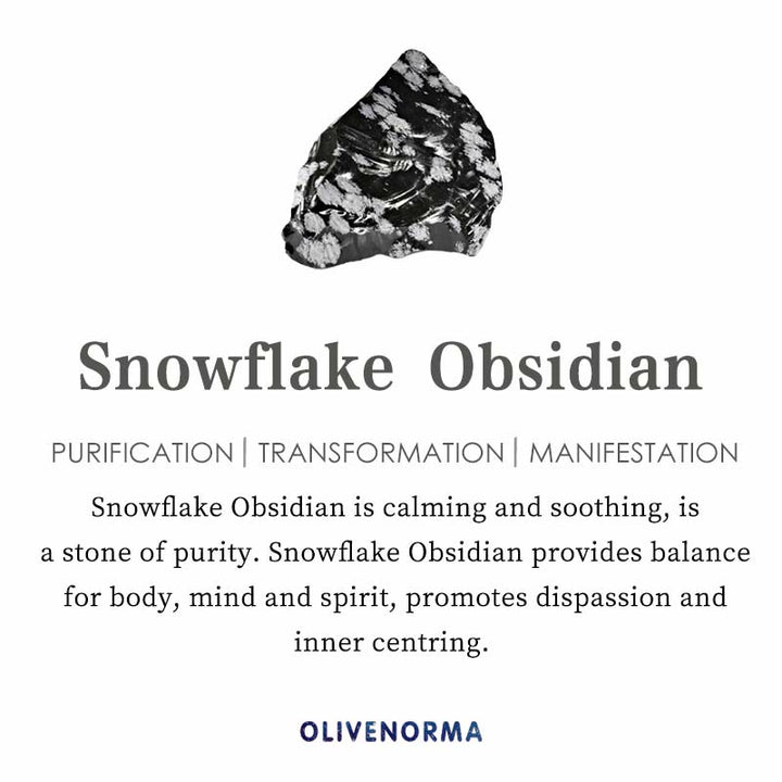 Bracelet en perles d'hématite carrées en obsidienne flocon de neige Olivenorma