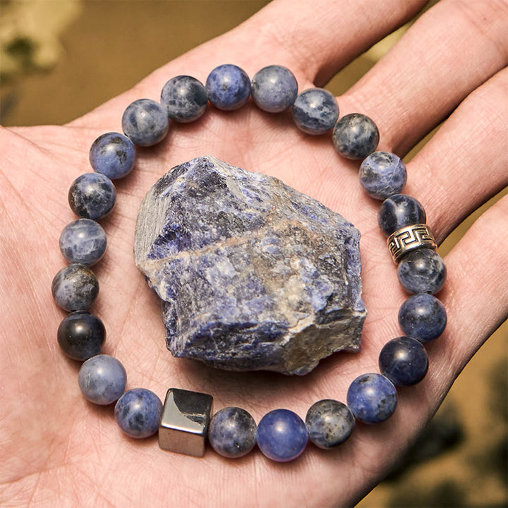Bracelet Olivenorma en perles d'hématite sodalite carrées de 8 mm