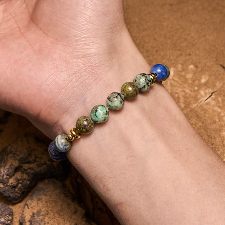 Bracelet Olivenorma en perles de lapis-lazuli turquoise africaine 8 mm
