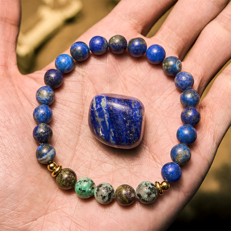 Bracelet Olivenorma en perles de lapis-lazuli turquoise africaine 8 mm