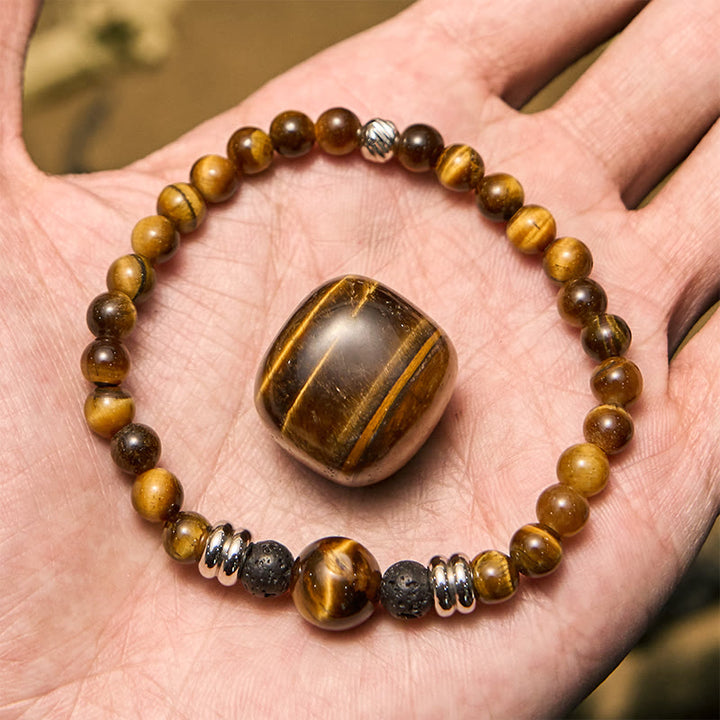 Bracelet de perles en pierre de lave naturelle et œil de tigre Olivenorma
