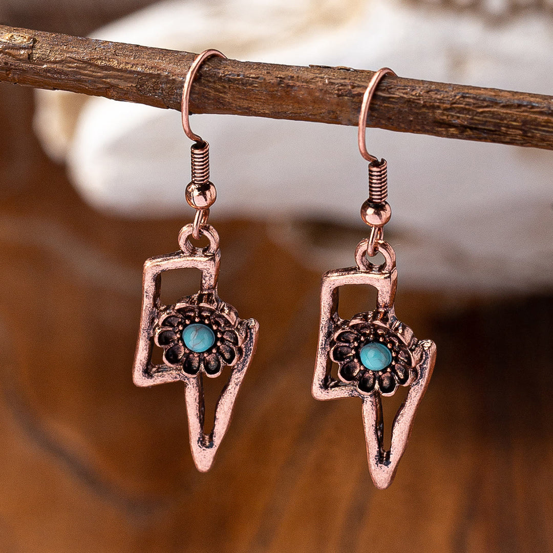 Boucles d'oreilles Olivenorma en métal turquoise de style rétro occidental