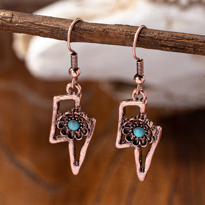 Boucles d'oreilles Olivenorma en métal turquoise de style rétro occidental
