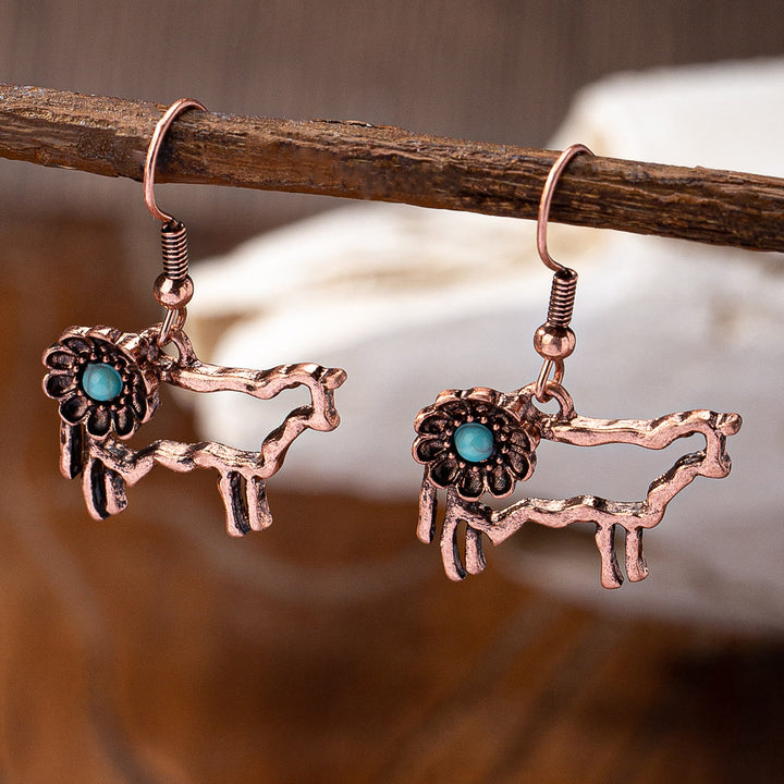 Boucles d'oreilles Olivenorma en métal turquoise de style rétro occidental