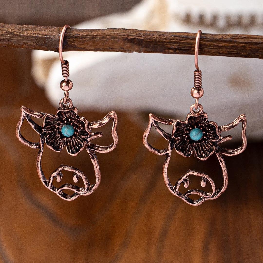 Boucles d'oreilles Olivenorma en métal turquoise de style rétro occidental