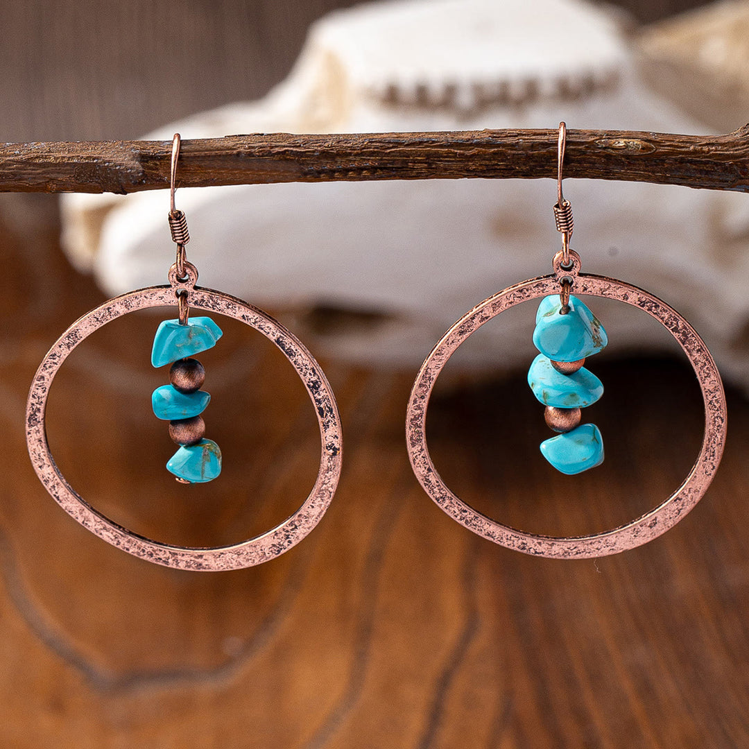 Boucles d'oreilles Olivenorma en métal turquoise de style rétro occidental
