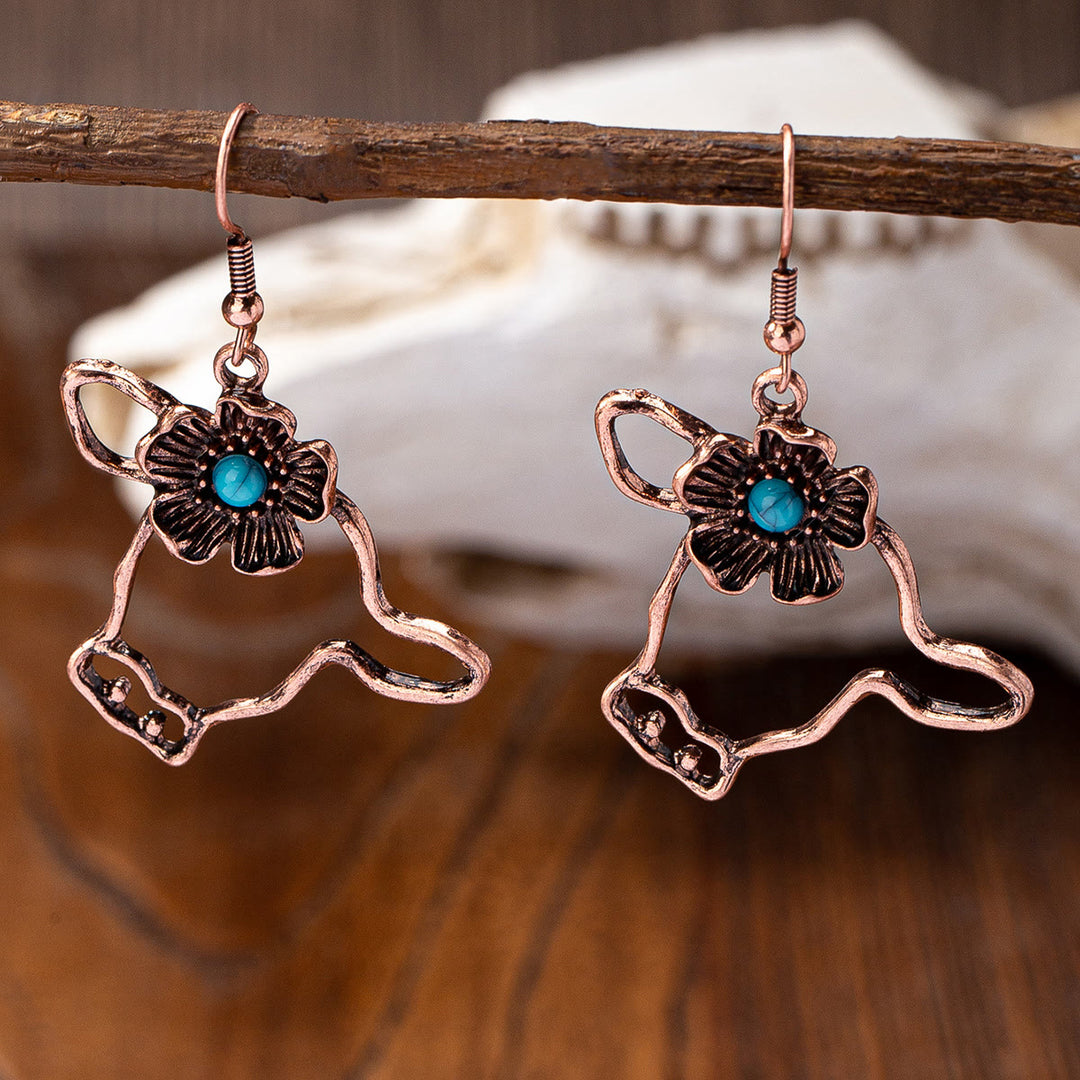 Boucles d'oreilles Olivenorma en métal turquoise de style rétro occidental
