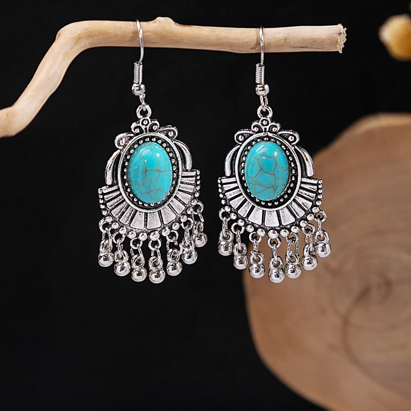 Boucles d'oreilles Olivenorma style ethnique rétro bohème à pampilles turquoise