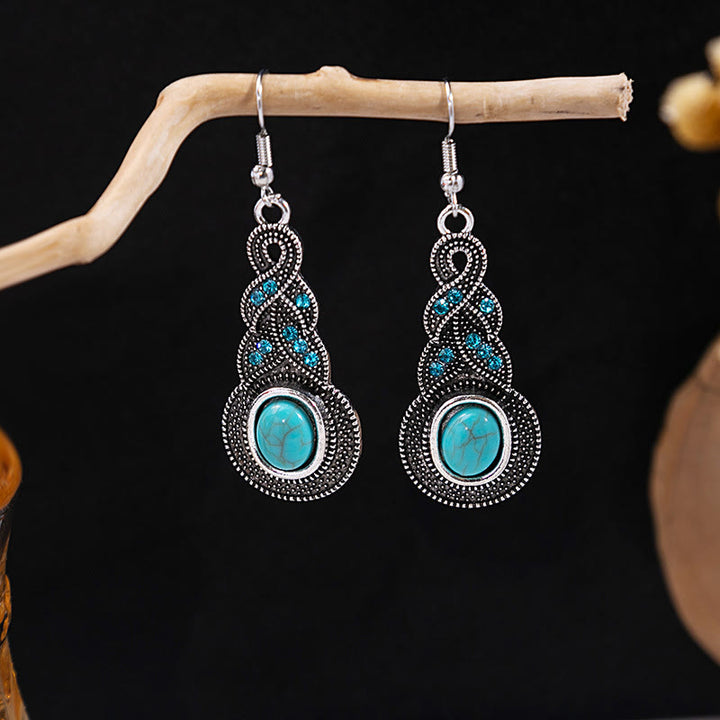 Boucles d'oreilles Olivenorma style ethnique rétro bohème à pampilles turquoise