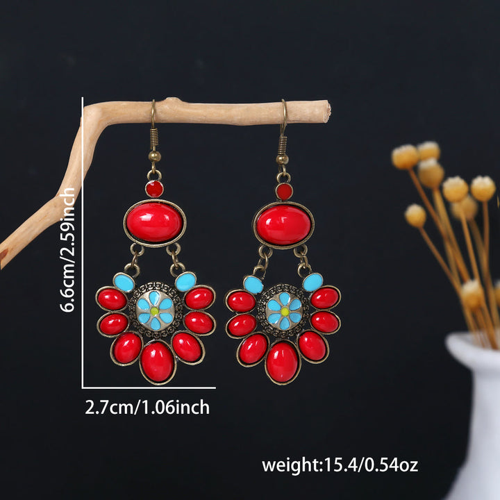 Boucles d'oreilles Olivenorma style ethnique rétro bohème à pampilles turquoise