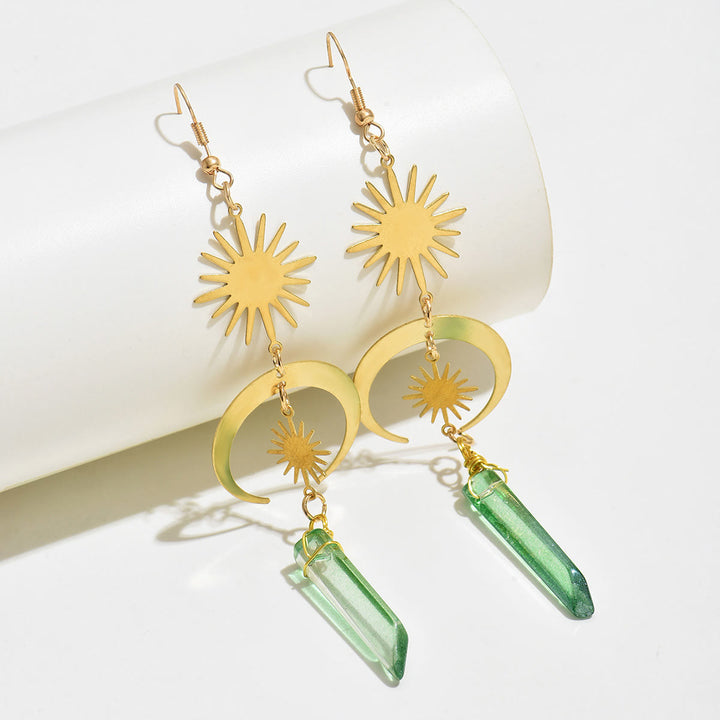 Boucles d'oreilles pendantes en fluorite verte Olivenorma